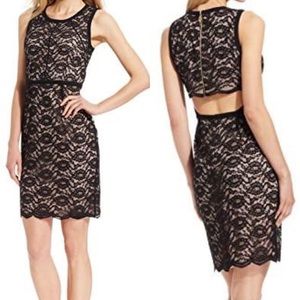 IVANKA TRUMP Nude Lace Open Back Women's Sheath